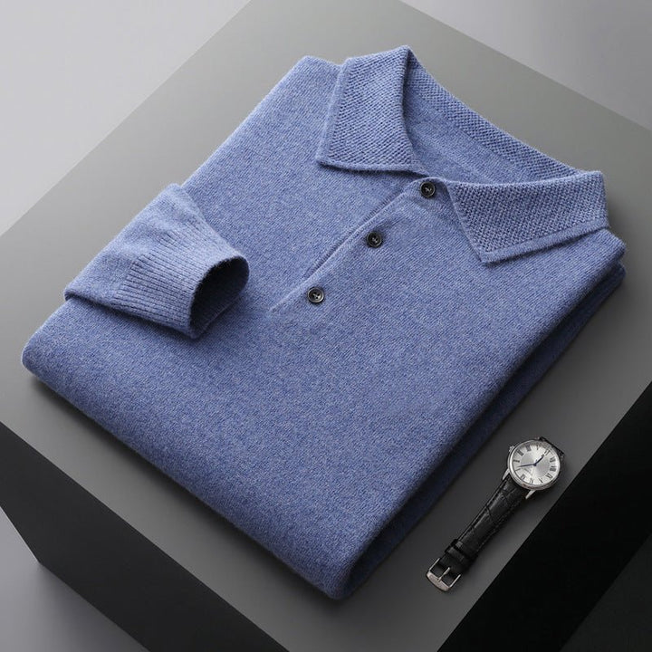 Men's Polo Shirt - Knitted Collar Button Placket | Smart Casual