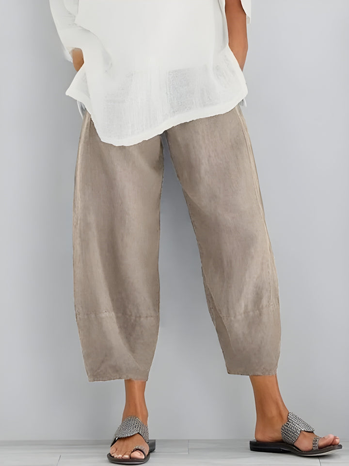 Women's Trousers - Cropped Tapered Leg Elasticated Waist | Summer
