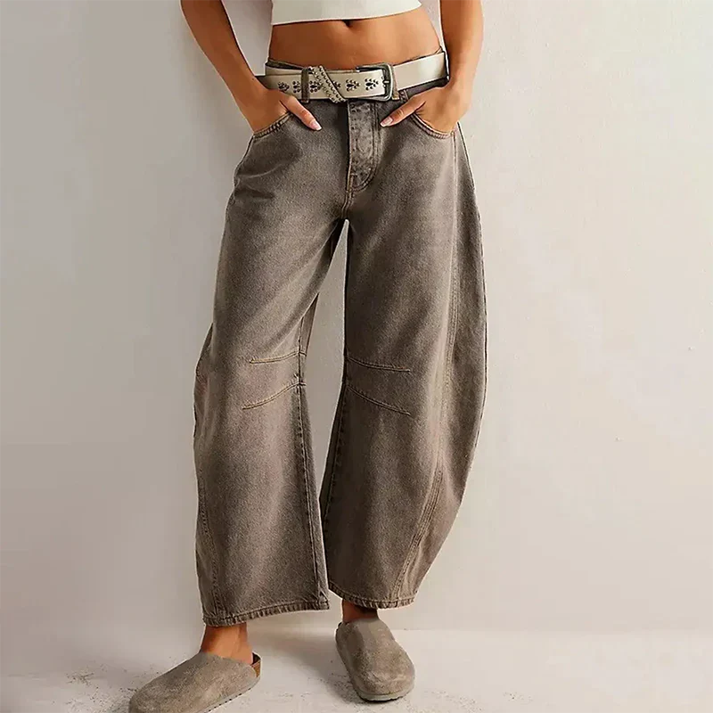 Women's Jeans - Barrel Leg High Waist Relaxed Fit | Casual