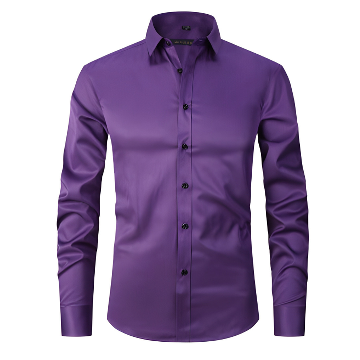 Men's Shirt - Slim Fit Long Sleeve Formal with Point Collar | Smart