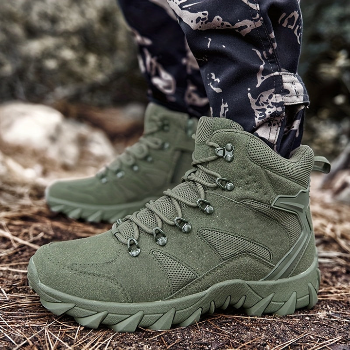 Men's Walking Boots - High Ankle Tactical with Chunky Grip Sole