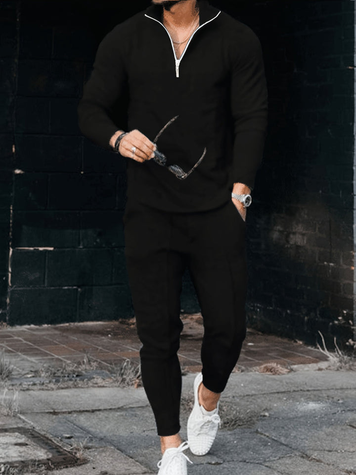 Men's Tracksuit - Half-Zip Top with Slim Fit Joggers | Sporty Set