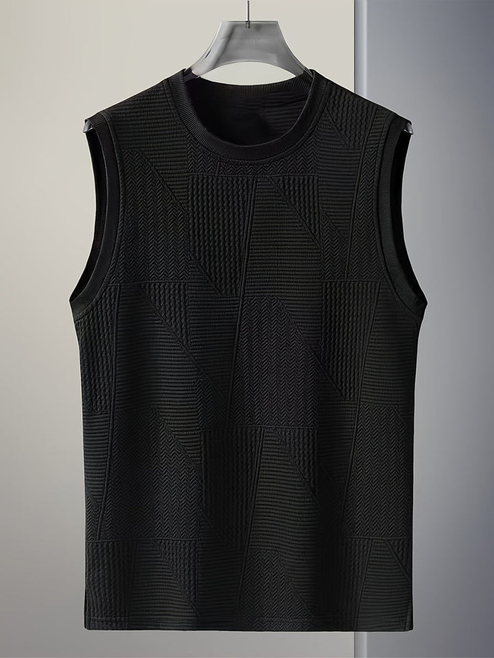 T Shirt Men - Sleeveless Tank with Textured Pattern | Slim Fit Casual