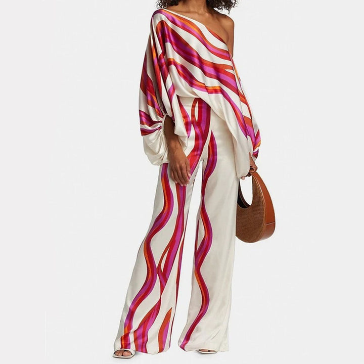 Co-ord Set Women - Off Shoulder Top and Wide Leg Trousers | Boho