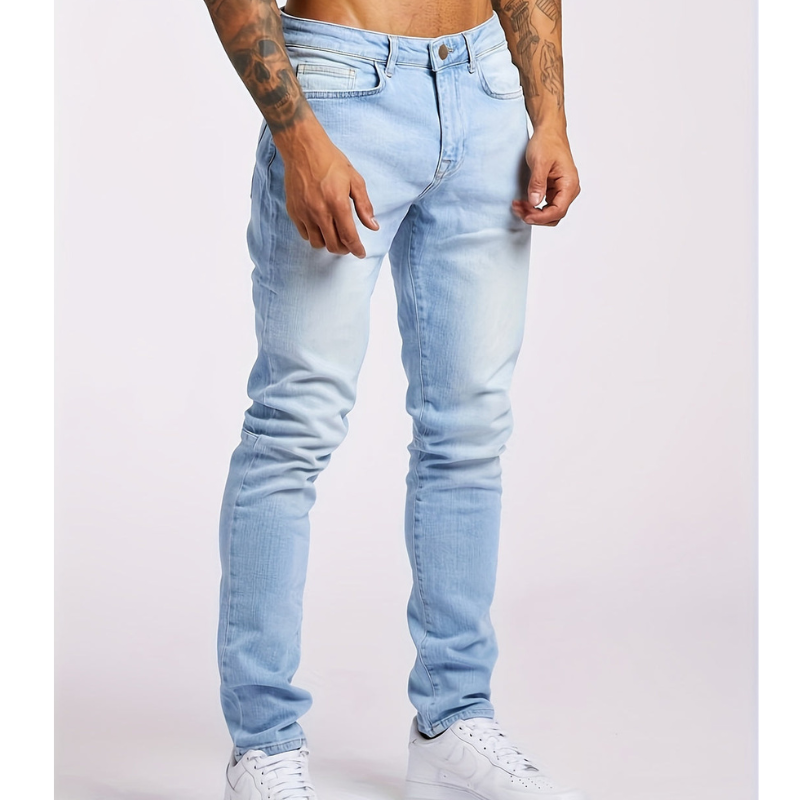 Men's Jeans - Skinny Fit Light Wash with Five-Pocket | Casual