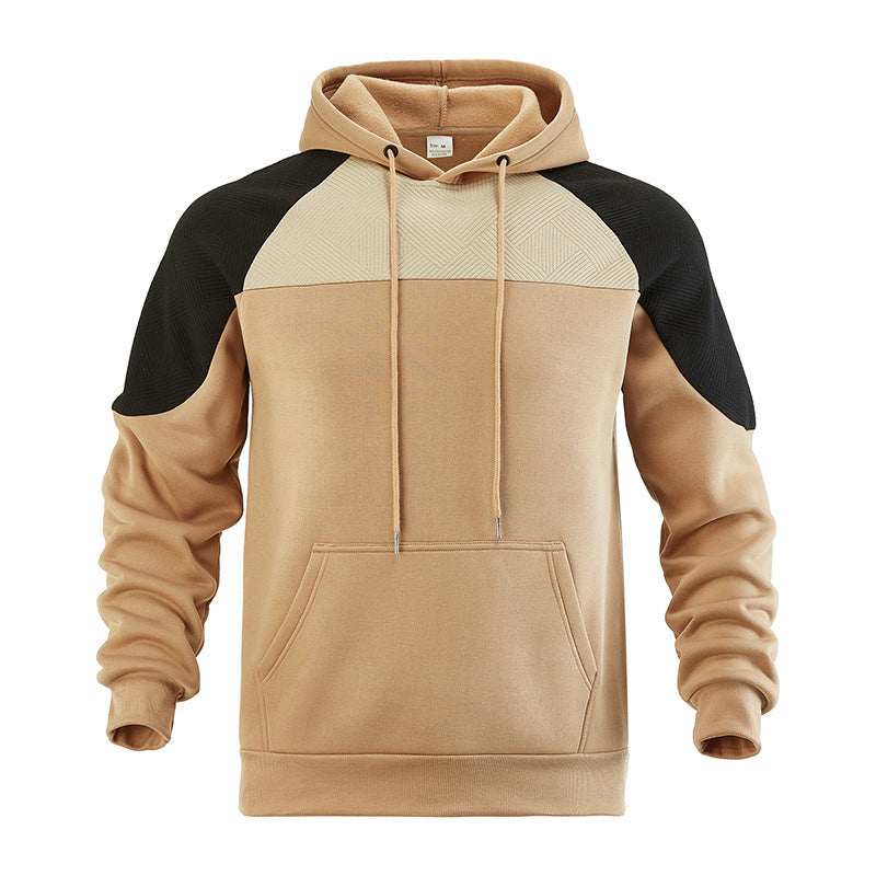 Men's Hoodie - Contrast Raglan Sleeve Textured Panel | Casual
