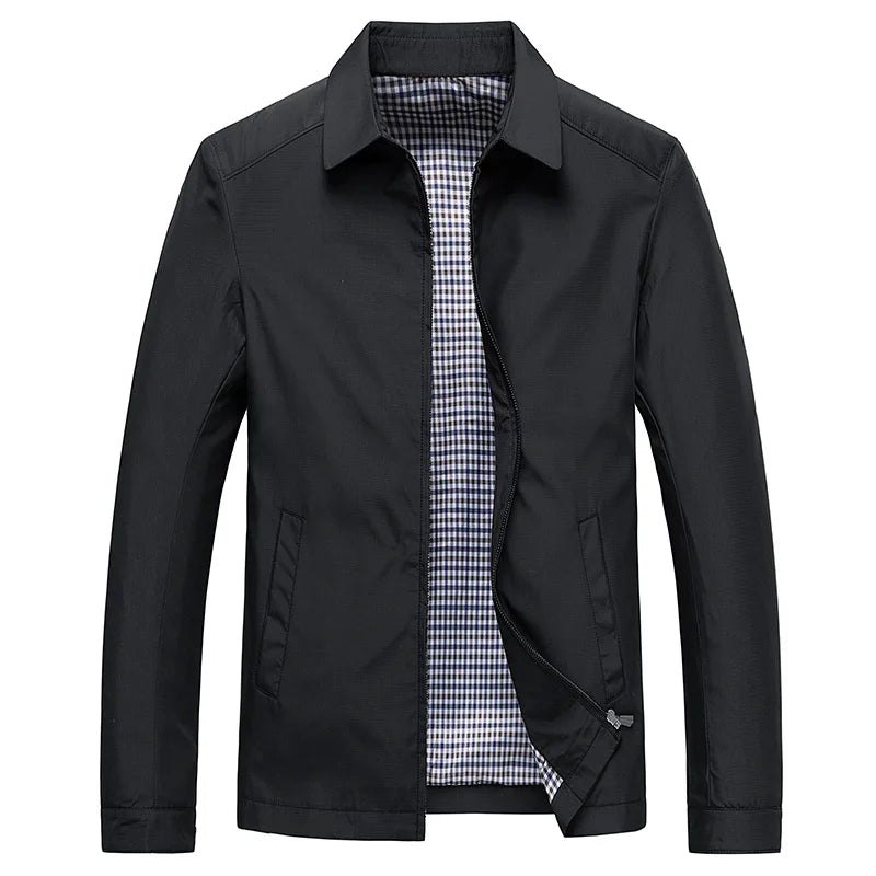 Men's Jacket - Lightweight Zip-Up Spread Collar | Smart Casual