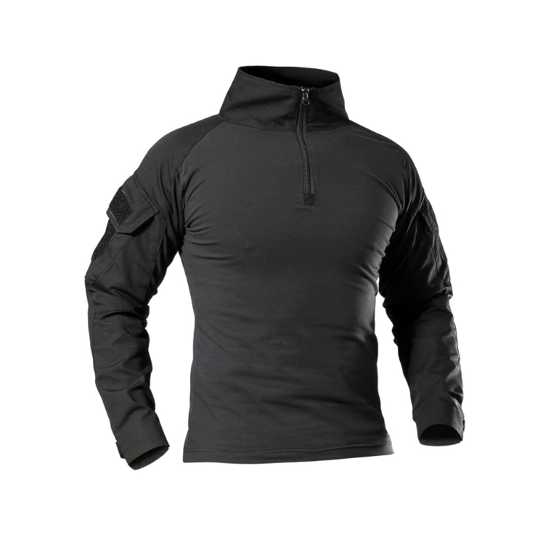 Men's Shirt - Long Sleeve Tactical with Quarter-Zip Stand Collar
