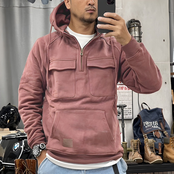 Men's Hoodie - Quarter Zip Multi-Pocket Tactical | Casual