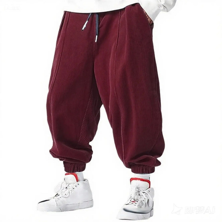 Men's Trousers - Oversized Baggy Jogger with Ribbed Cuffs | Casual