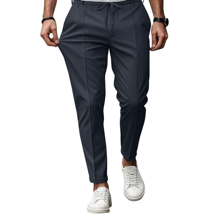 Men's Trousers - Slim Fit Smart Casual Drawstring with Pintuck Detail
