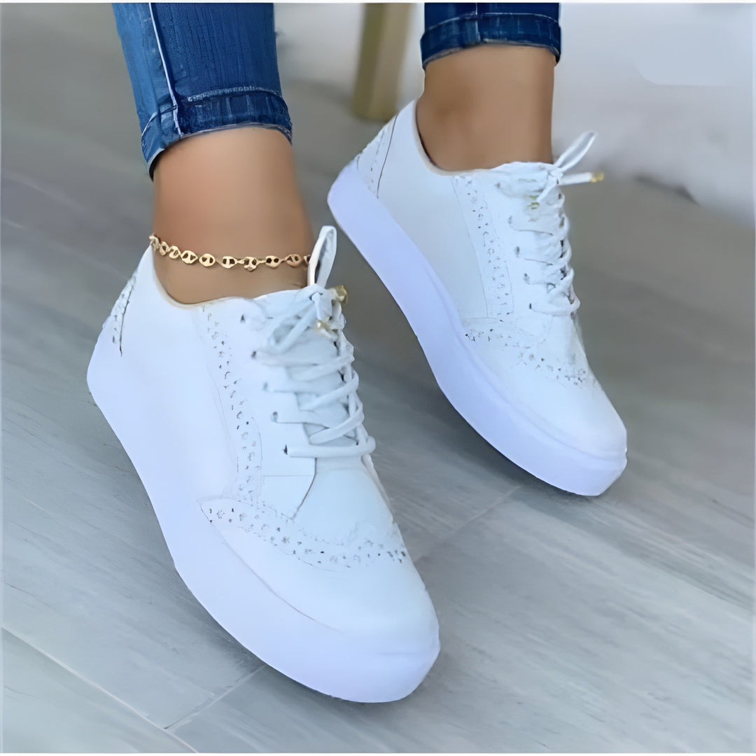 Women's Trainers - Platform Lace Up Flatform Sneaker | Casual
