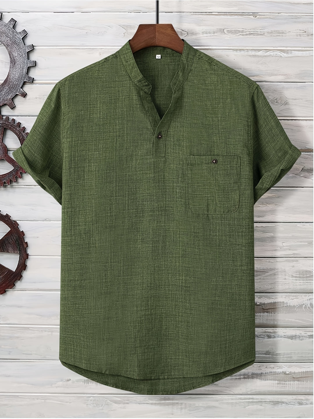 T Shirt Men - Short Sleeve with Stand Collar | Casual Relaxed Fit