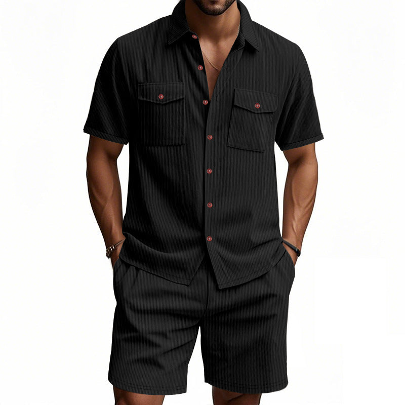Men's Co-ord Set - Short Sleeve Shirt with Matching Shorts | Summer