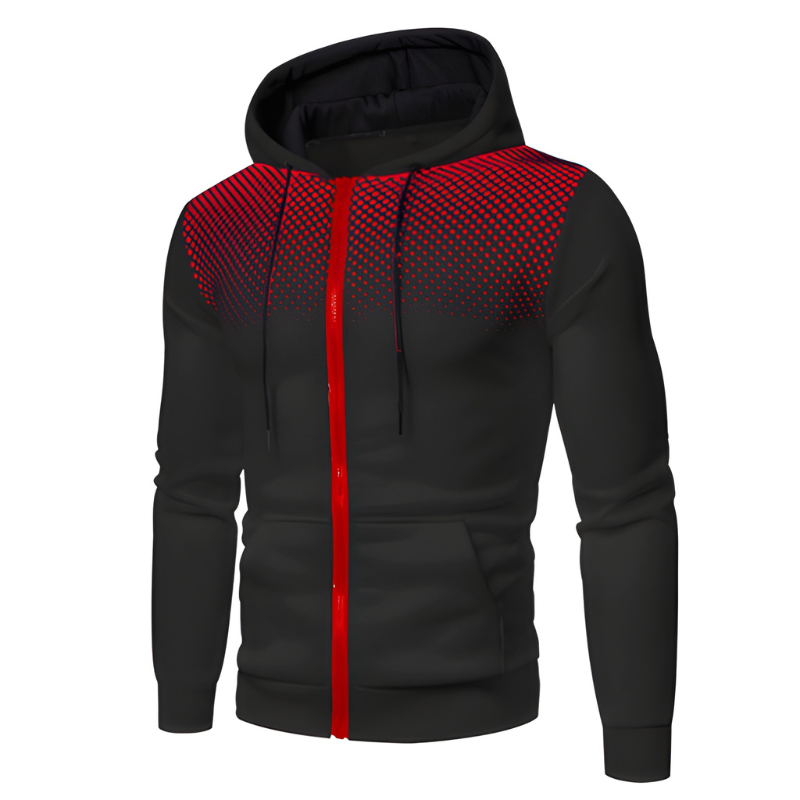 Men's Hoodie - Full Zip Gradient Dot Print Slim Fit | Casual