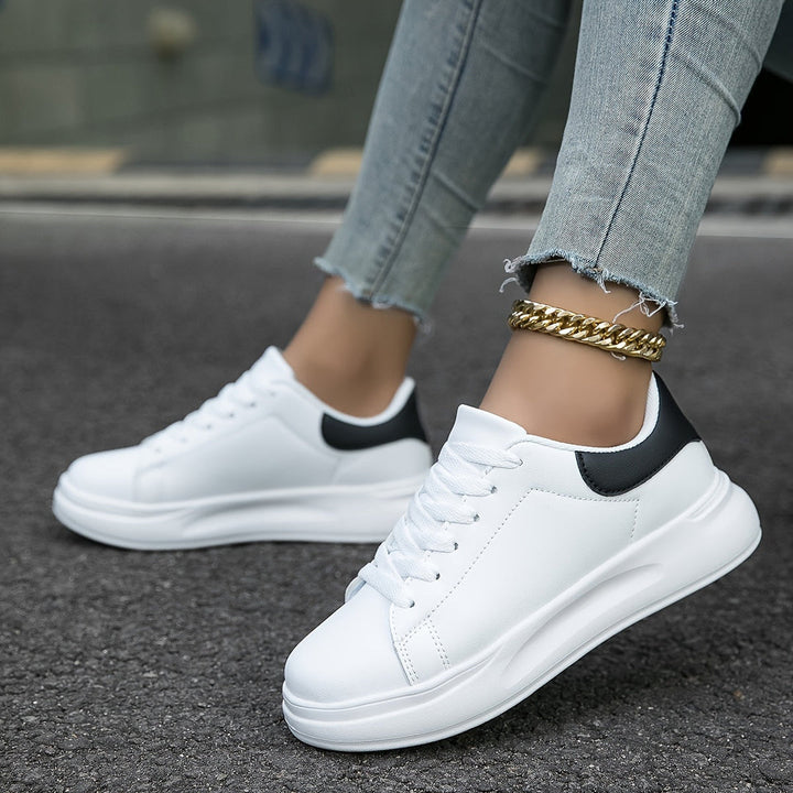 Women's Trainers - Chunky Sole Lace Up Clean Court Sneaker | Classic