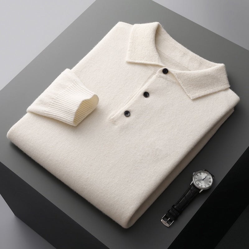 Men's Polo Shirt - Knitted Collar Button Placket | Smart Casual