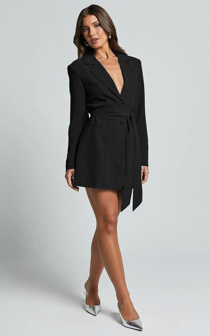 Mini Dress Women - Blazer Style with Belt | Elegant