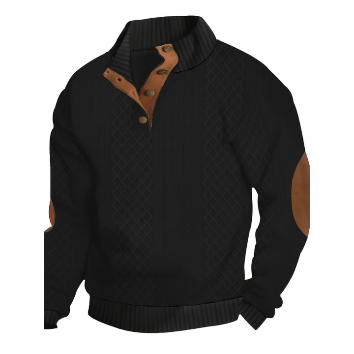 Men's Polo Shirt - Long Sleeve Button Collar | Smart Casual Look