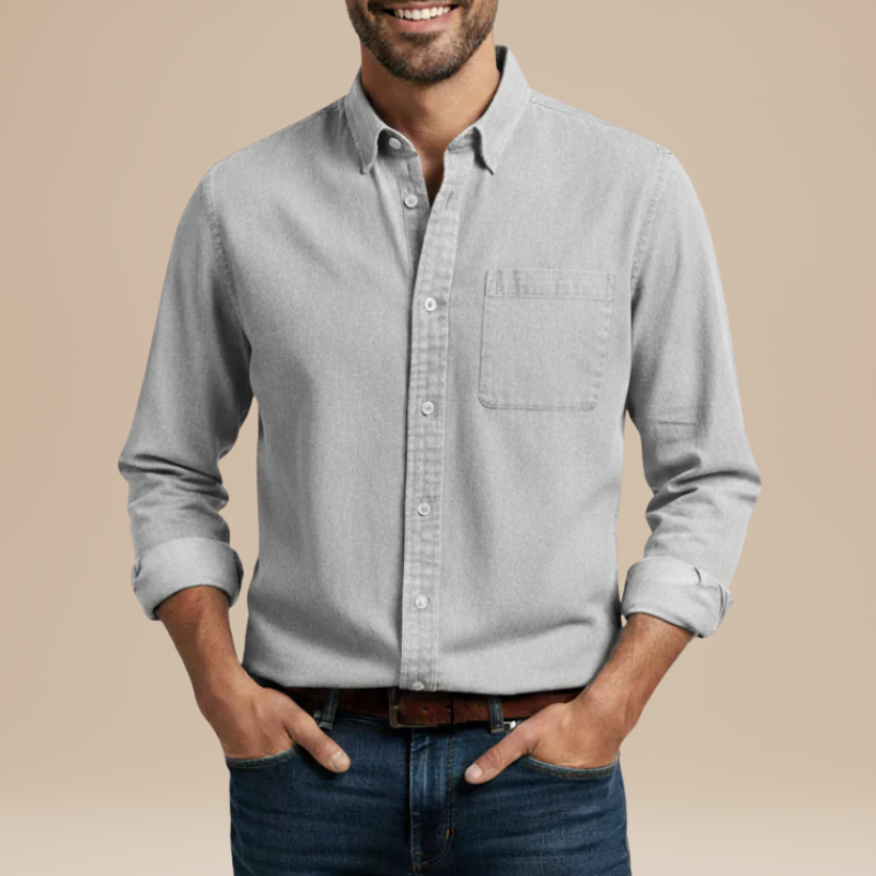Men's Shirts - Relaxed Fit Button-Down with Chest Pocket | Casual