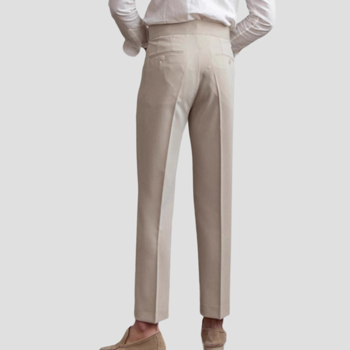 Men's Trousers - High Rise Pleated Tapered Fit with Side Tab | Smart