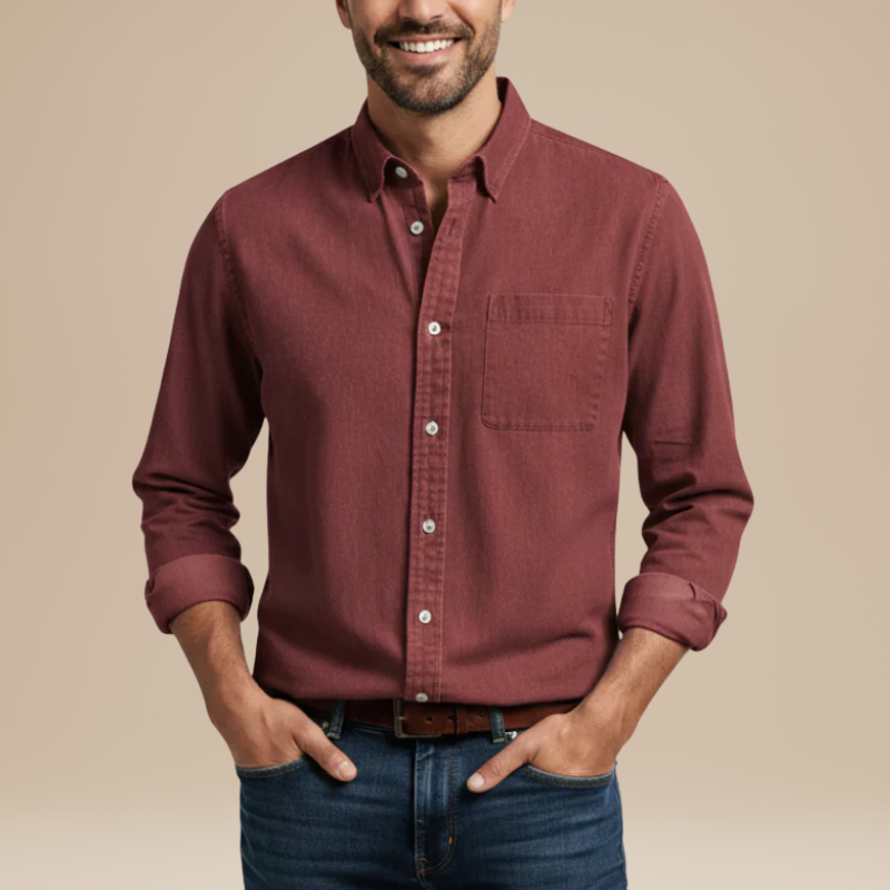 Men's Shirts - Relaxed Fit Button-Down with Chest Pocket | Casual