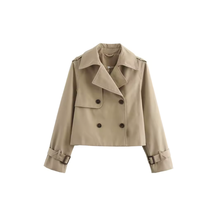 Women's Trench Coat - Cropped Double Breasted Jacket | Classic