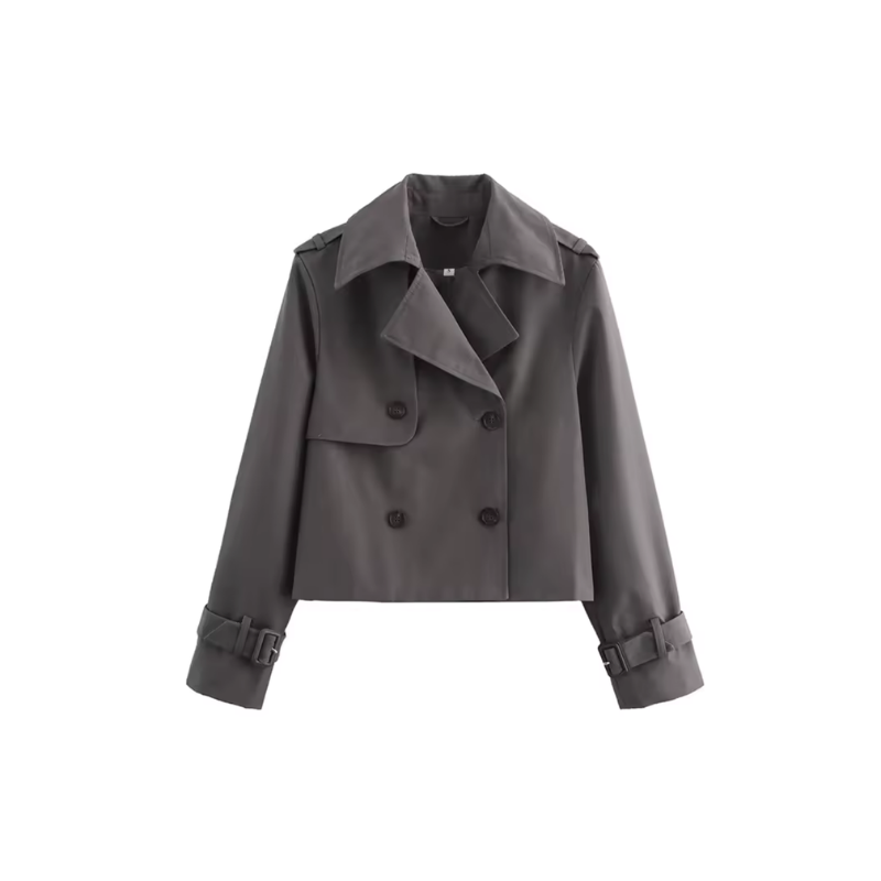 Women's Trench Coat - Cropped Double Breasted Jacket | Classic