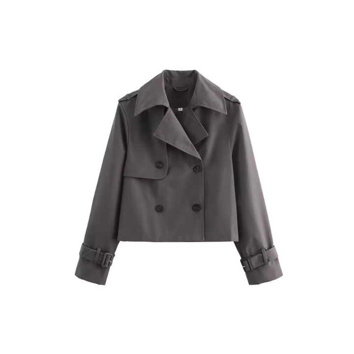 Women's Trench Coat - Cropped Double Breasted Jacket | Classic