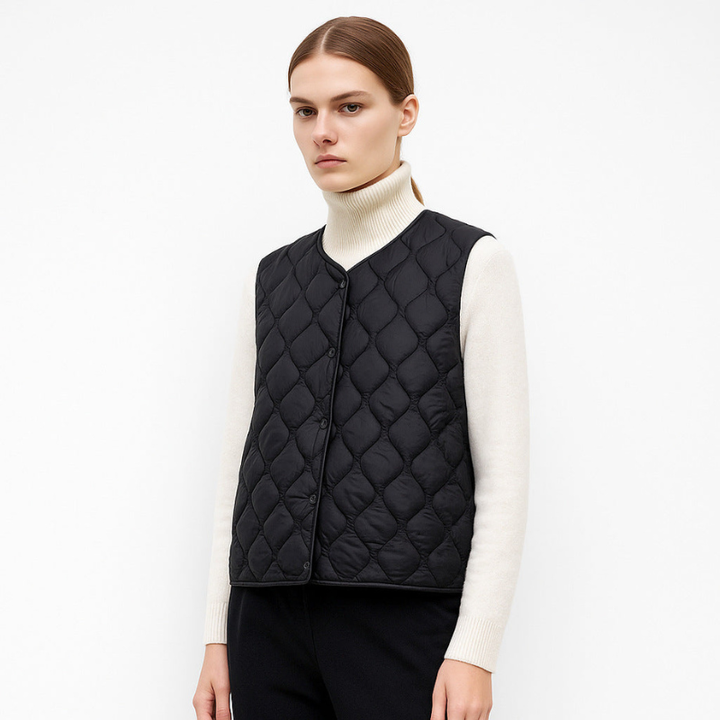 Bodywarmer Women - Quilted Diamond Press Stud Sleeveless | Casual