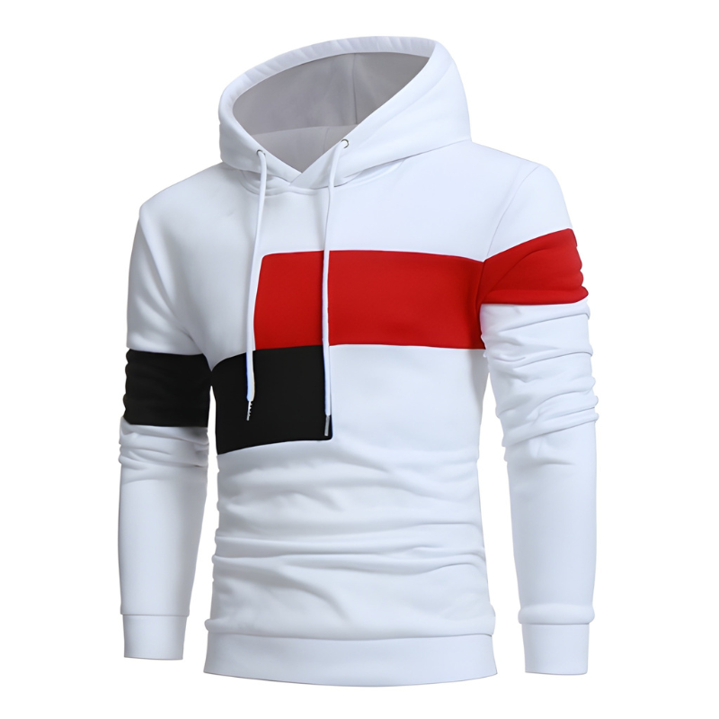 Men's Hoodie - Colour Block Pullover with Drawstring | Casual