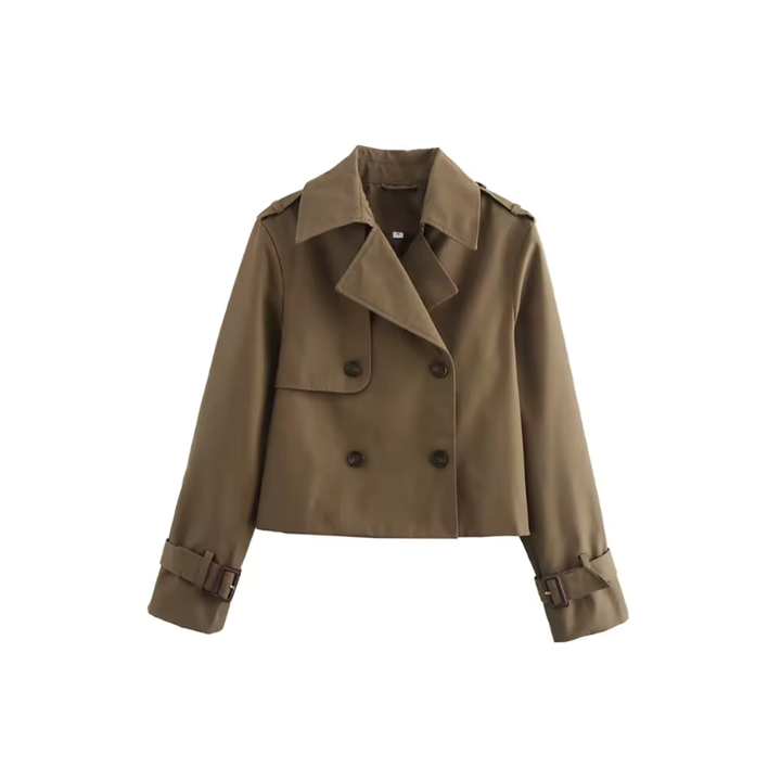 Women's Trench Coat - Cropped Double Breasted Jacket | Classic