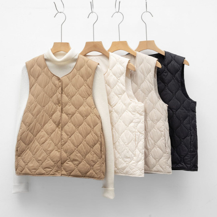 Bodywarmer Women - Quilted Diamond Press Stud Sleeveless | Casual