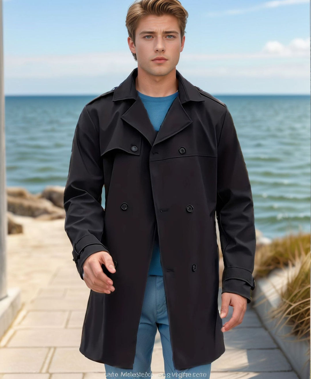 Men's Trench Coat - Double Breasted with Lapel Collar | Classic