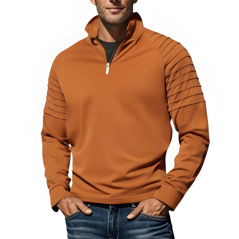Men's Shirt - Half-Zip Performance Sport Top with Panel Detail