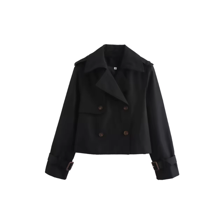 Women's Trench Coat - Cropped Double Breasted Jacket | Classic