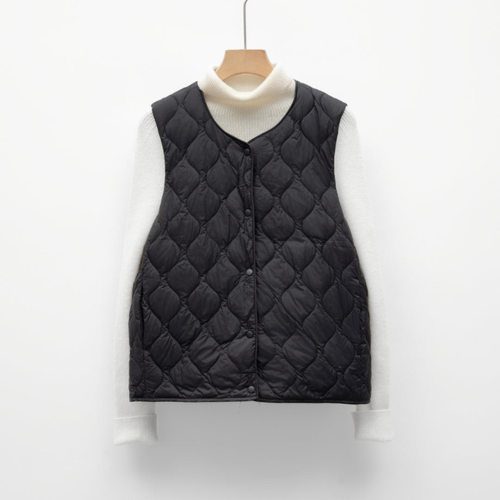 Bodywarmer Women - Quilted Diamond Press Stud Sleeveless | Casual