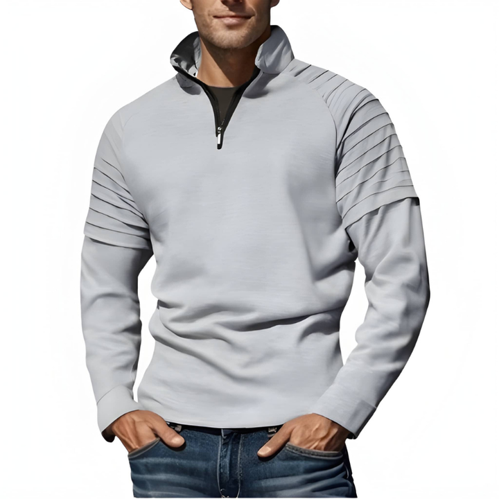 Men's Shirt - Half-Zip Performance Sport Top with Panel Detail