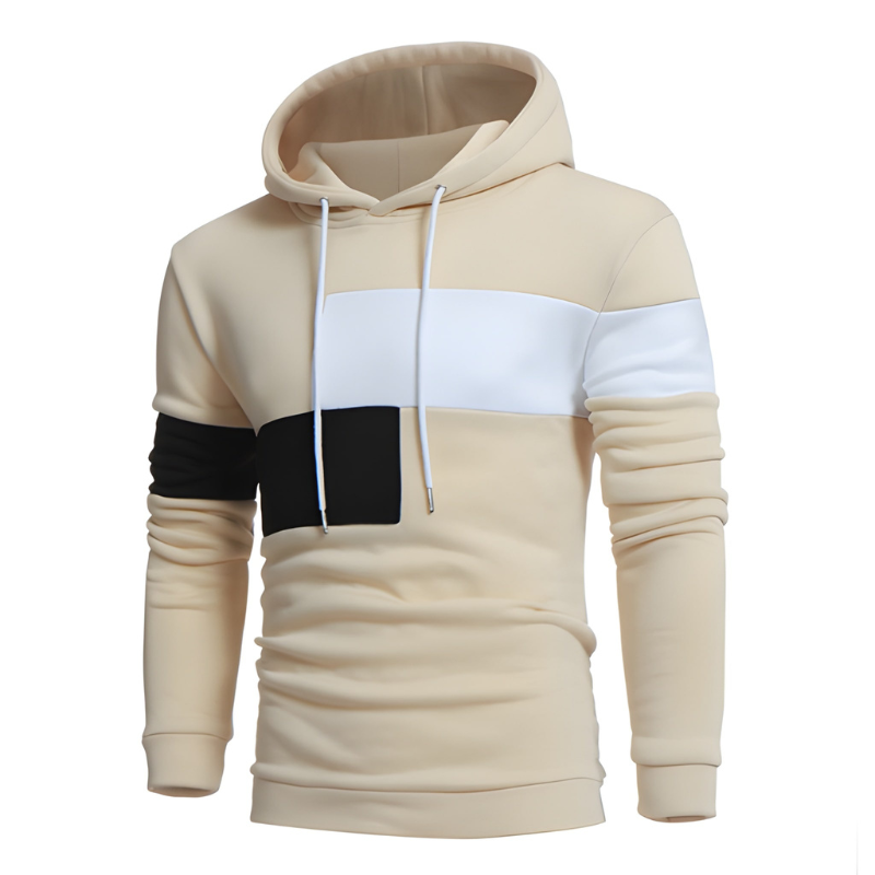 Men's Hoodie - Colour Block Pullover with Drawstring | Casual
