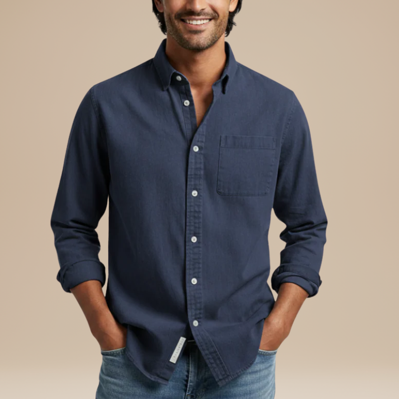 Men's Shirts - Relaxed Fit Button-Down with Chest Pocket | Casual