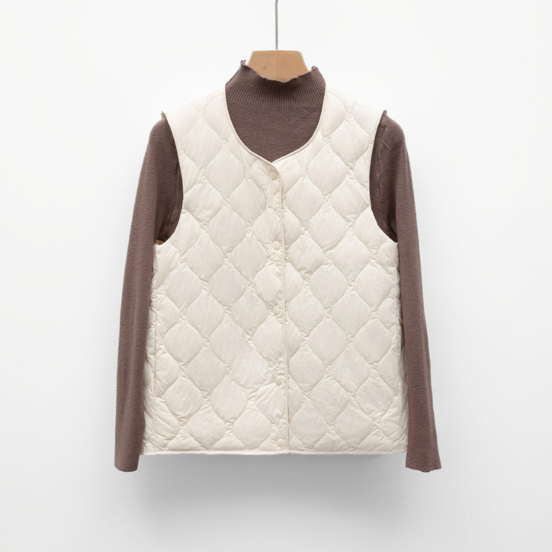 Bodywarmer Women - Quilted Diamond Press Stud Sleeveless | Casual