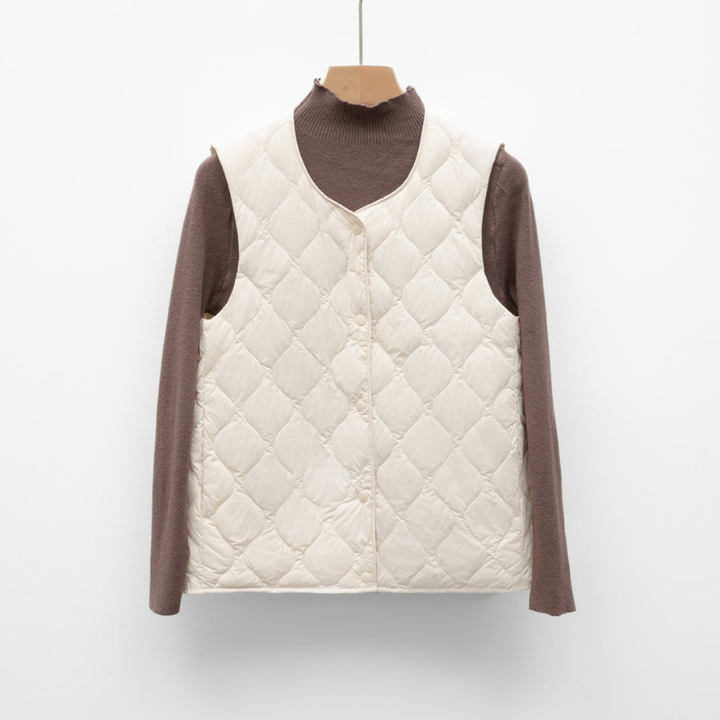 Bodywarmer Women - Quilted Diamond Press Stud Sleeveless | Casual
