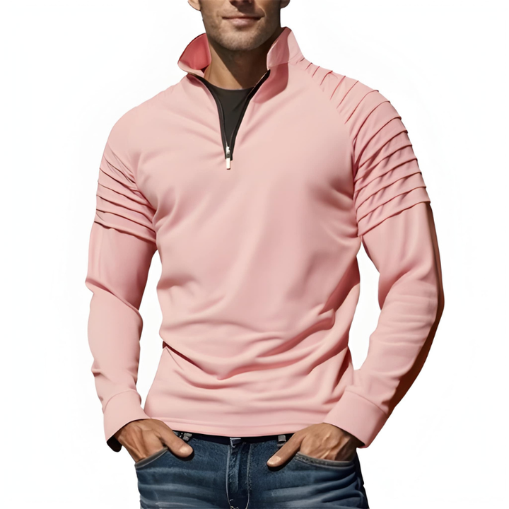 Men's Shirt - Half-Zip Performance Sport Top with Panel Detail