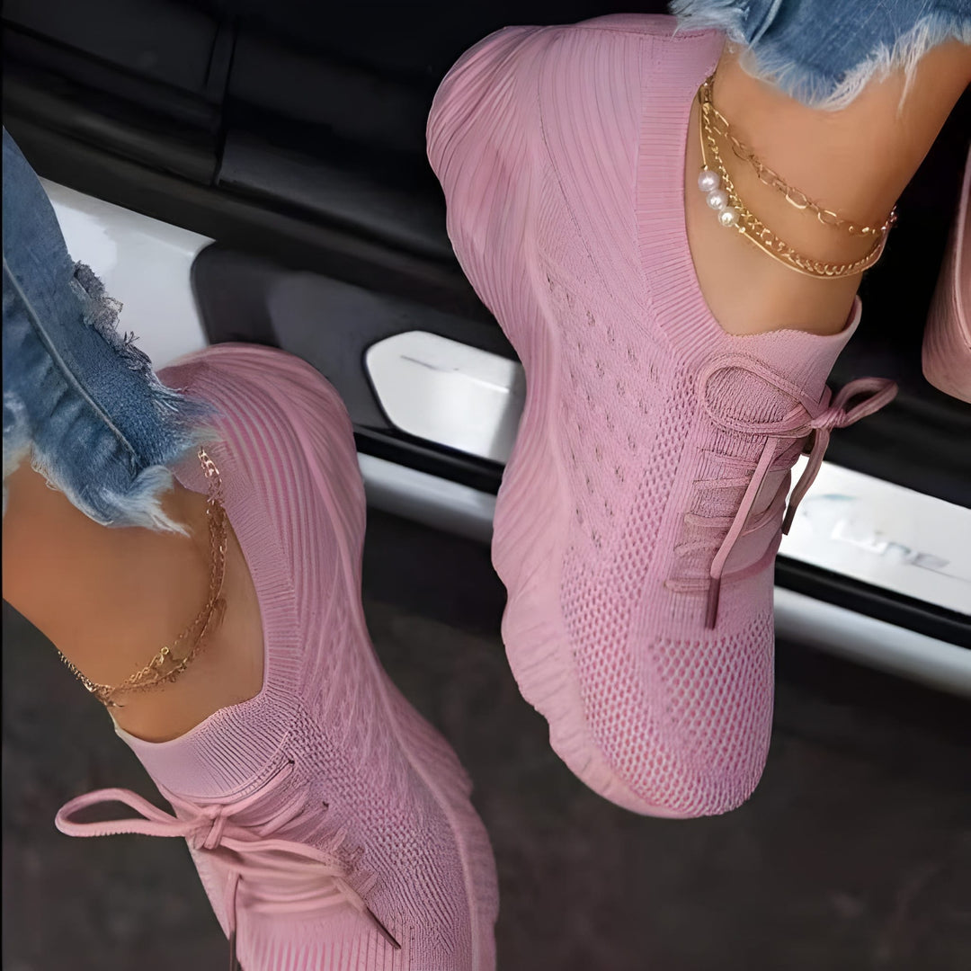Women's Trainers - Knit Lace Up Lightweight Running Sneaker | Casual