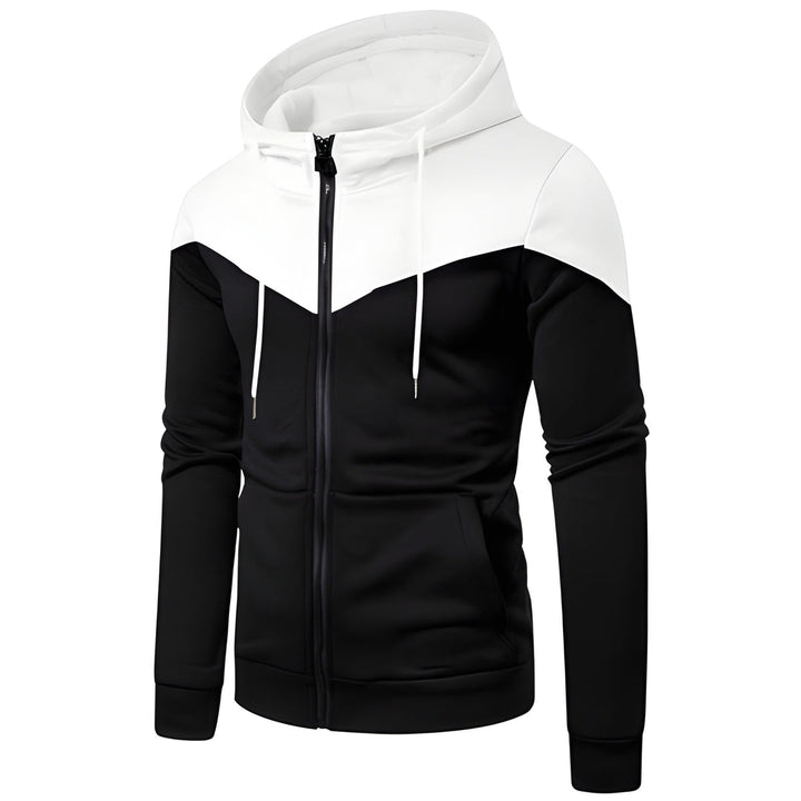 Men's Hoodie - Full Zip Two-Tone Colour Block | Casual Slim Fit