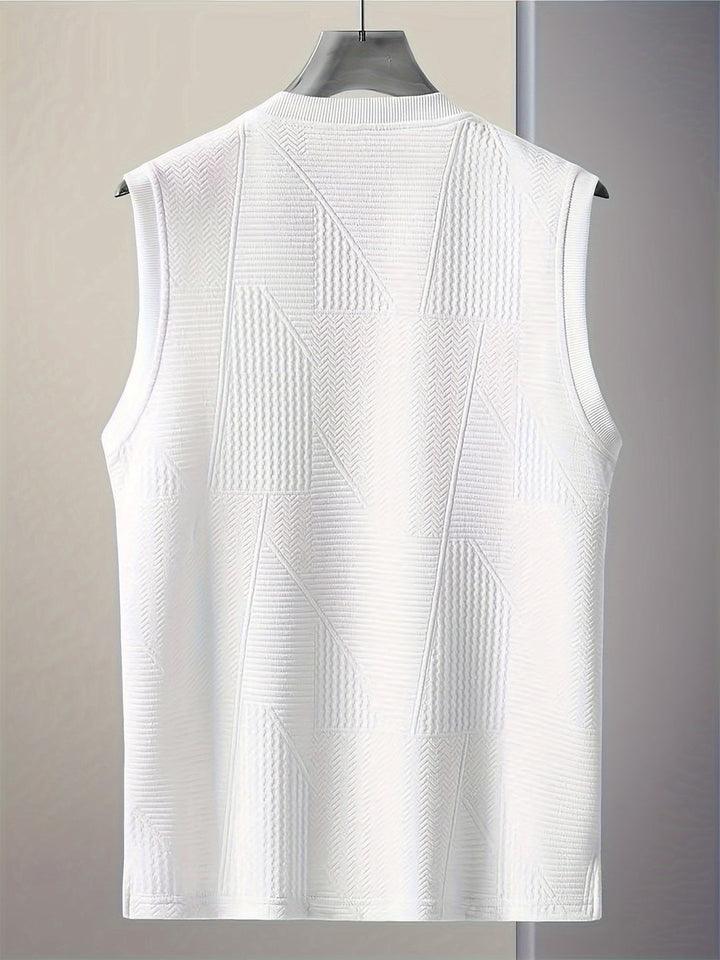 T Shirt Men - Sleeveless Tank with Textured Pattern | Slim Fit Casual
