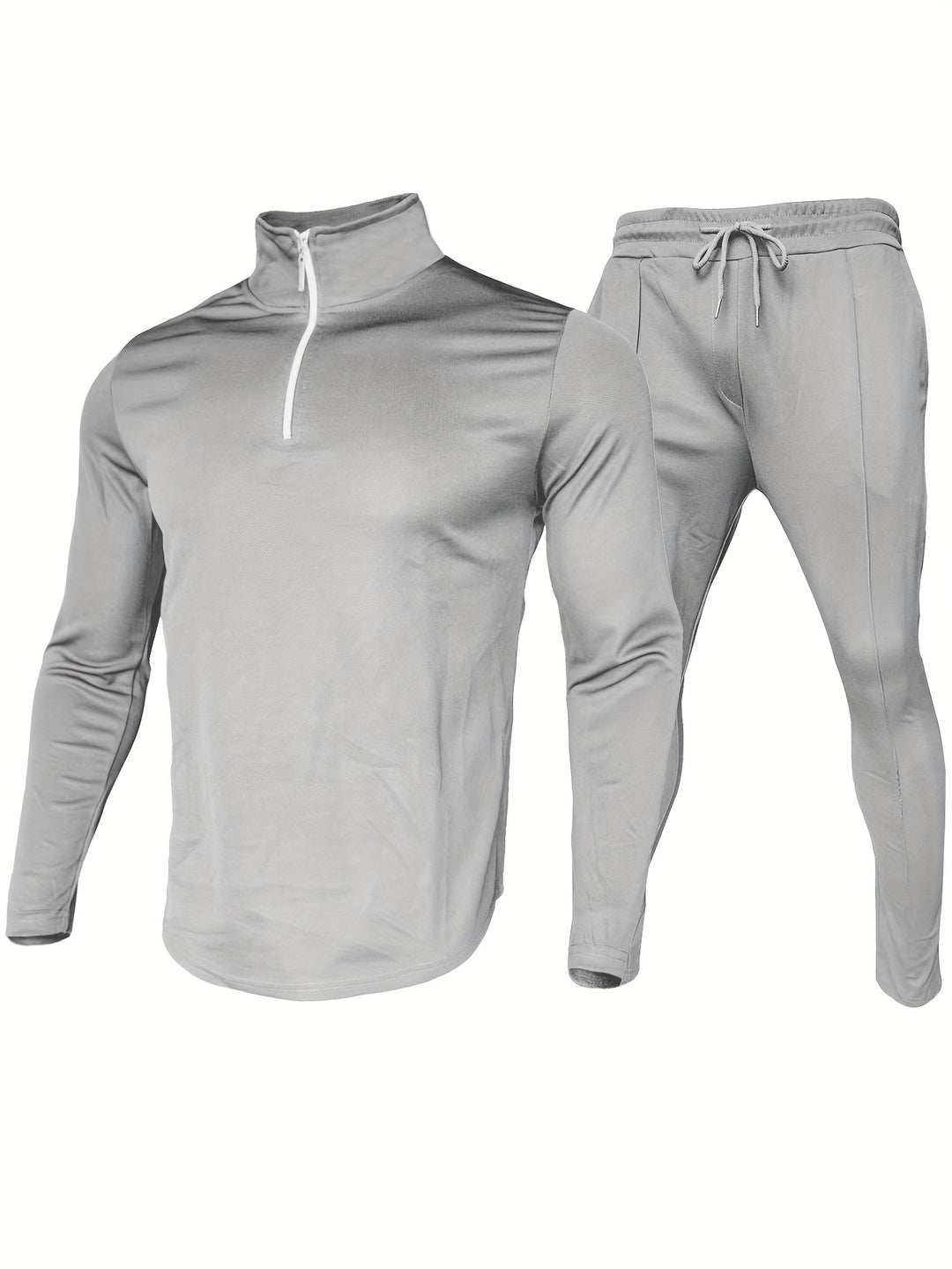 Men's Tracksuit - Half-Zip Top with Slim Fit Joggers | Sporty Set
