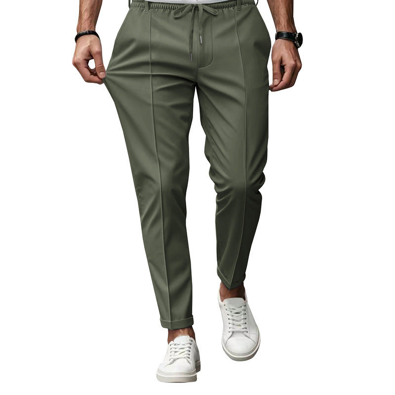 Men's Trousers - Slim Fit Smart Casual Drawstring with Pintuck Detail