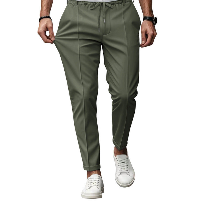 Men's Trousers - Slim Fit Smart Casual Drawstring with Pintuck Detail