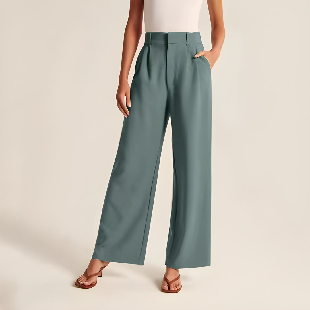Women's Trousers - High Waist Wide Leg Tailored | Smart Casual